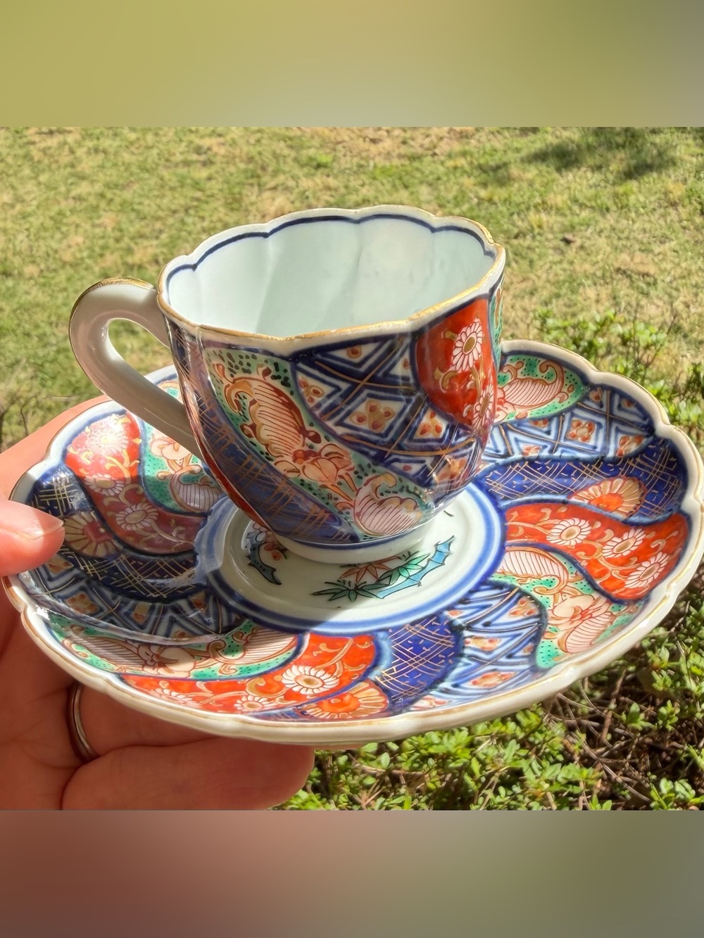 Imari demitasse cup and saucer